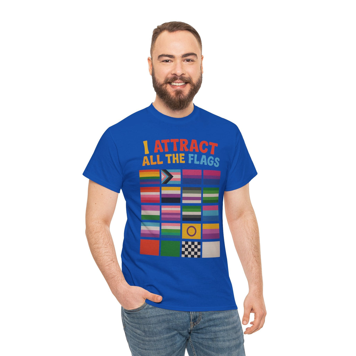 I Attract All The Flags LGBTQ Pride T-Shirt – Funny Inclusivity Shirt – Gildan 5000