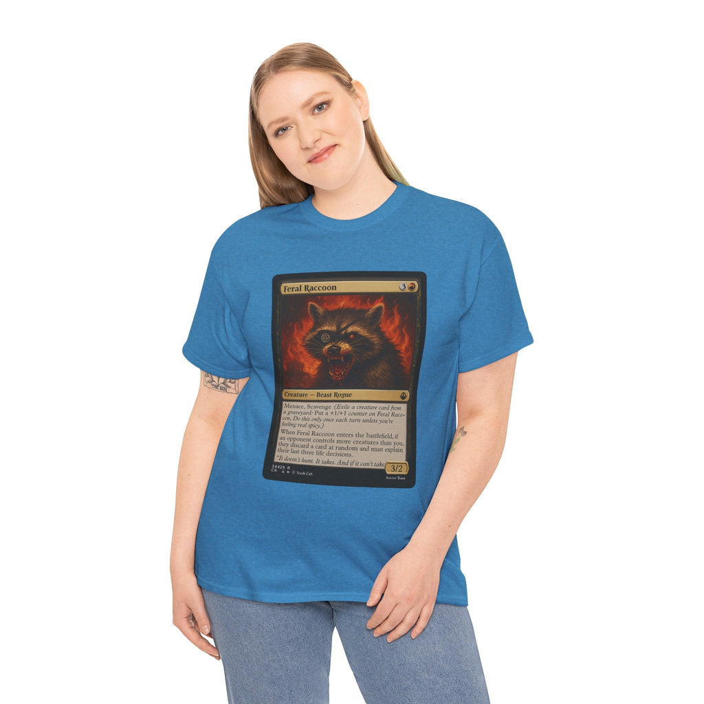 Feral Raccoon Magic Card Shirt – MTG-Inspired Beast Rogue Tee, Trash Cult Creature Card, Gildan 5000 Unisex T-Shirt