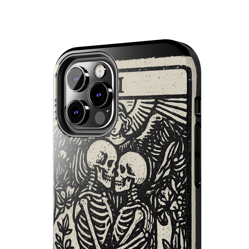 Tough Phone Case with Skeleton Lovers Design, Gothic Phone Cover, Unique Couples Gift, Halloween Accessory, Edgy Tech Design