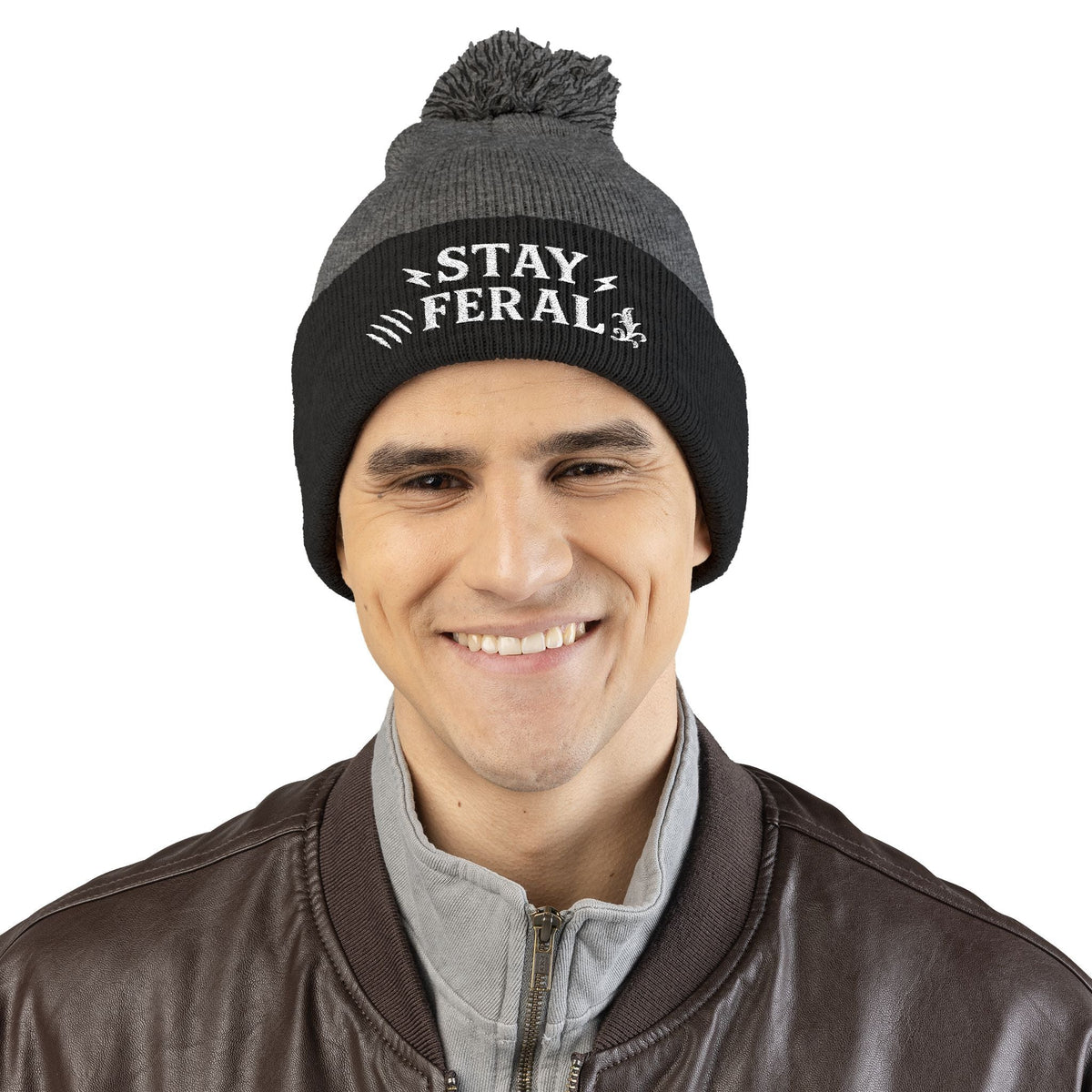 Stay Feral Pom-Pom Knit Cap, Cozy Winter Beanie, Embroidered Hats for Adventurers, Gift for Outdoorsy Friends, Stylish Cold Weather [...]