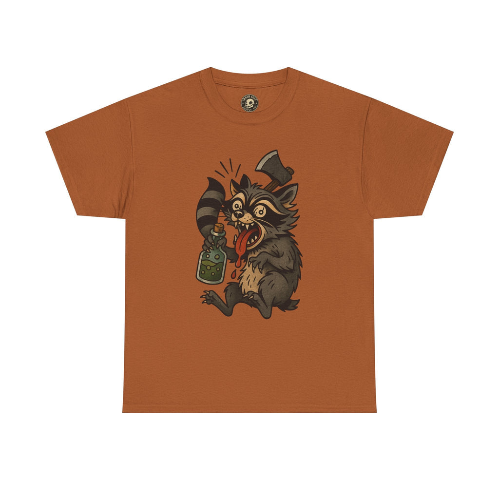 Unhinged Raccoon Shirt – Chaos Gremlin with Axe & Potion | Tattoo Style Tee