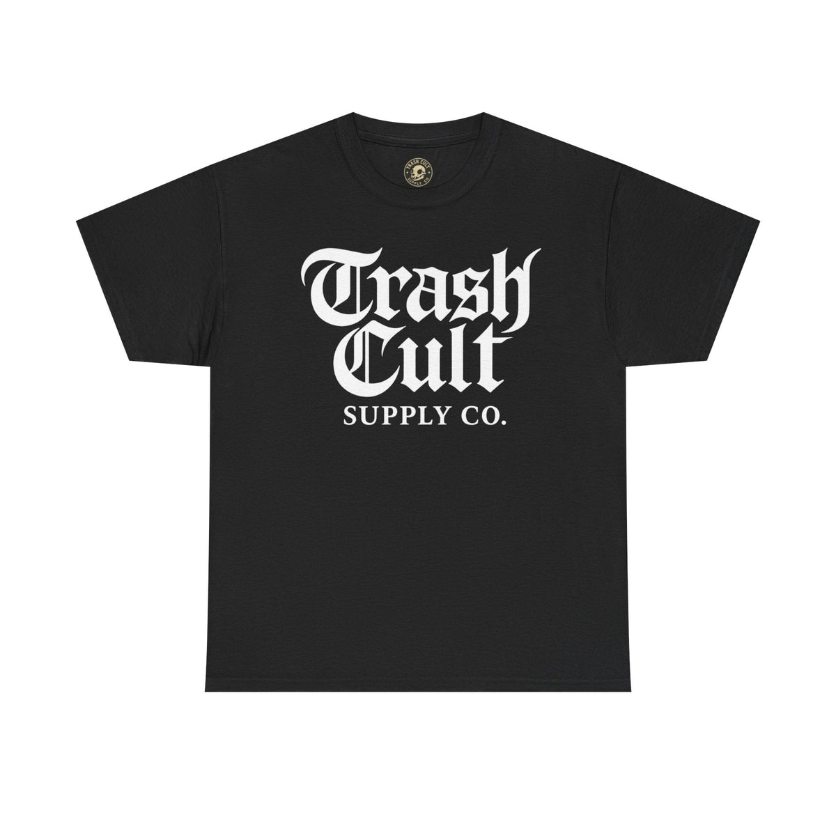 Trash Cult Gothic Logo Shirt – White Cyber Gothic Print on Gildan 5000