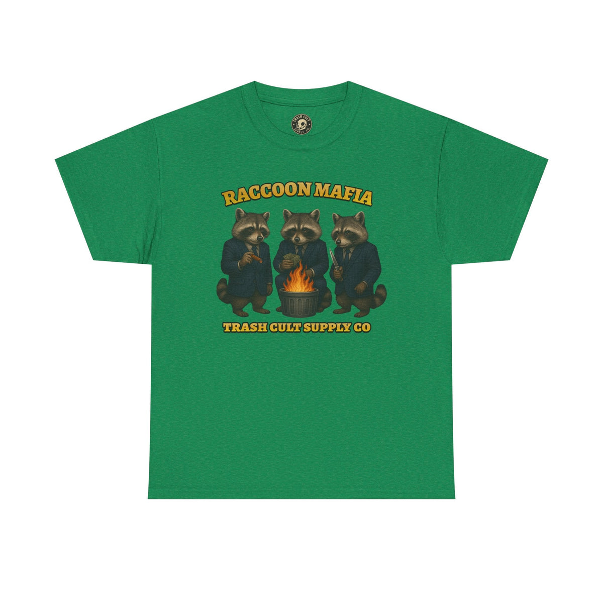 Raccoon Mafia T-Shirt – Realistic Gangster Raccoons in Suits | Trash Cult Supply Co | Gildan 5000