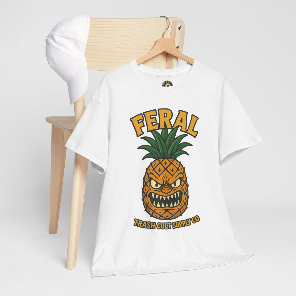 Feral Evil Pineapple Shirt – Aggressive Fruit Trashcore Tee – Gildan 5000 Unisex