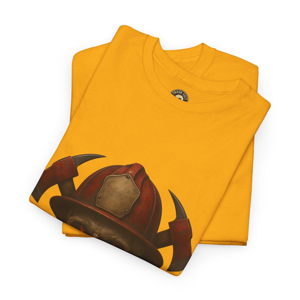 Skull Firefighter Tee, Unisex Heavy Cotton Shirt, Firefighter Gift, Halloween Costume T-Shirt, Unique Graphic Tee, Casual Wear