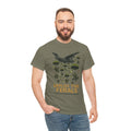 Deploy the Ferals T-Shirt – Airborne Raccoon Drop Graphic | Trash Cult Supply Co. | Gildan 5000 Heavy Cotton Tee