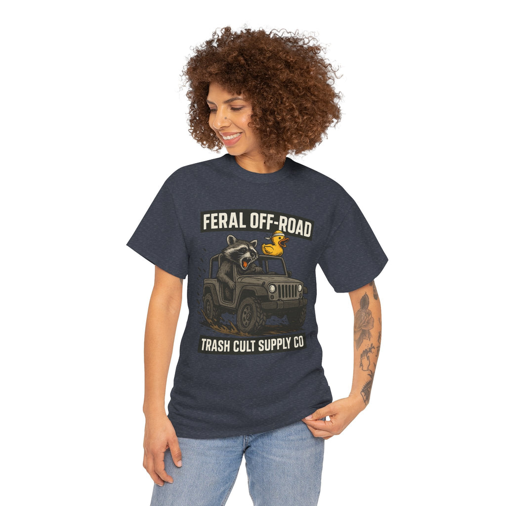 Feral Off-Road Raccoon Jeep Shirt – Mud Slinging Chaos | Trash Cult Supply Co | Gildan 5000 Tee