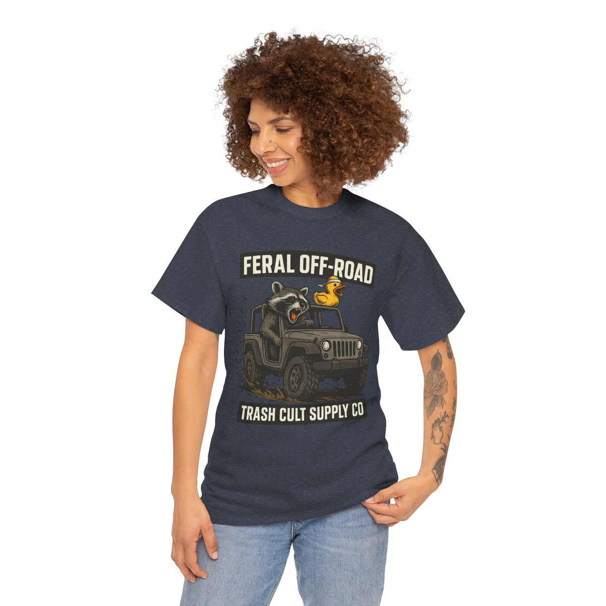 Feral Off-Road Raccoon Jeep Shirt – Mud Slinging Chaos | Trash Cult Supply Co | Gildan 5000 Tee