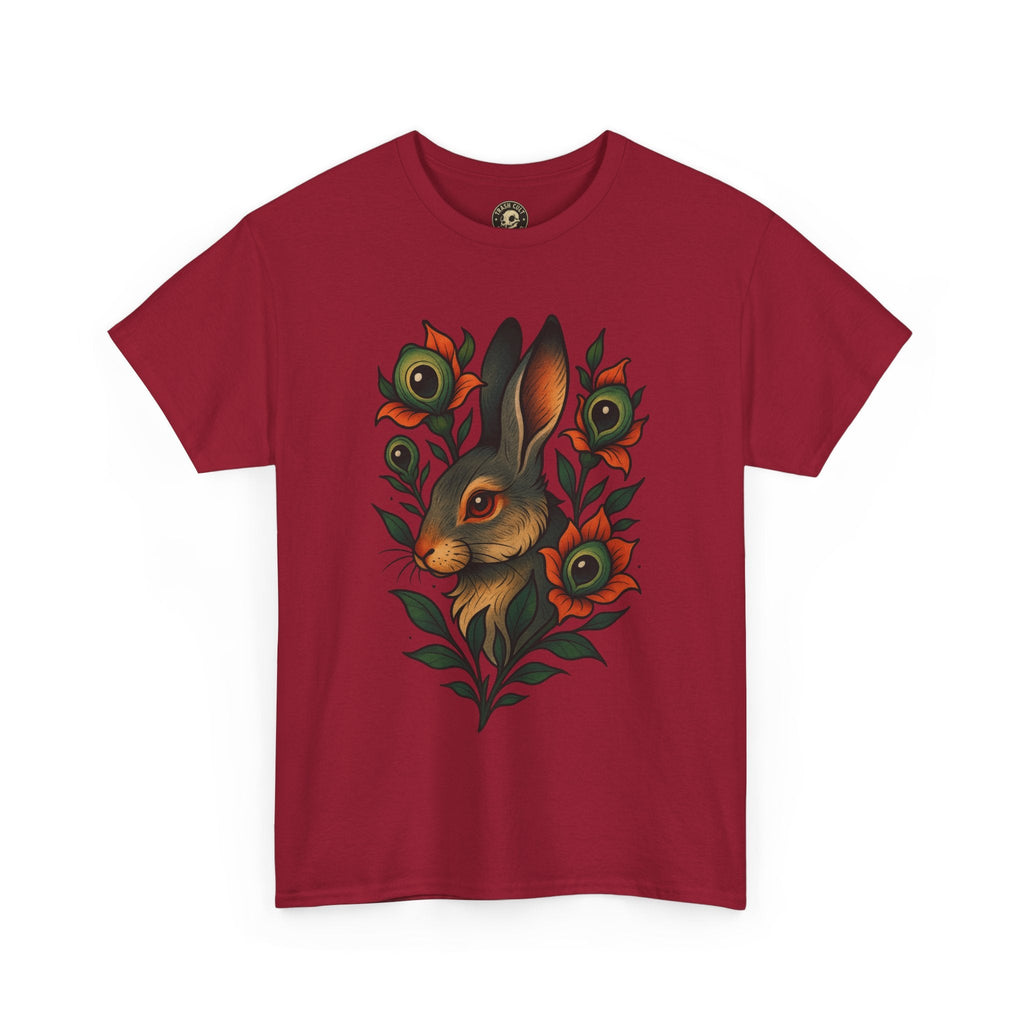 Whimsical Rabbit Floral Tee, Nature Lover Gift, Casual Wear, Eco-Friendly Fashion, Unique Graphic T-Shirt, Year-Round Style