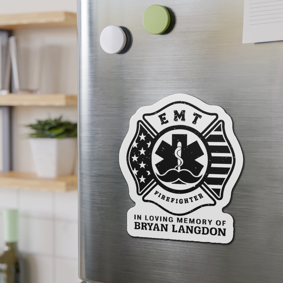 Memorial EMT Firefighter Die-Cut Magnet, Tribute to Heroes, First Responder Gift, Fridge Decor, Remembrance Magnet