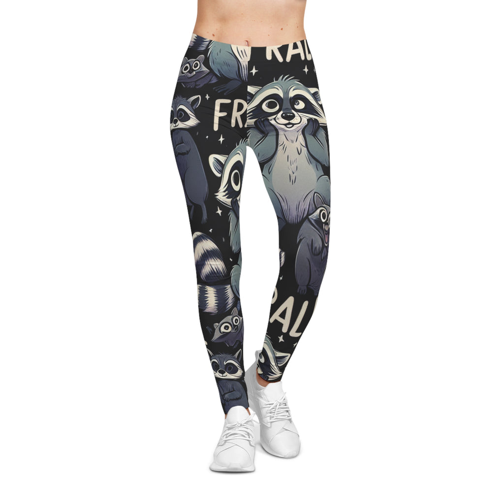 Feral Fun Raccoon Print Leggings – Unique Women’s Workout Pants | Animal Lover Gift Idea