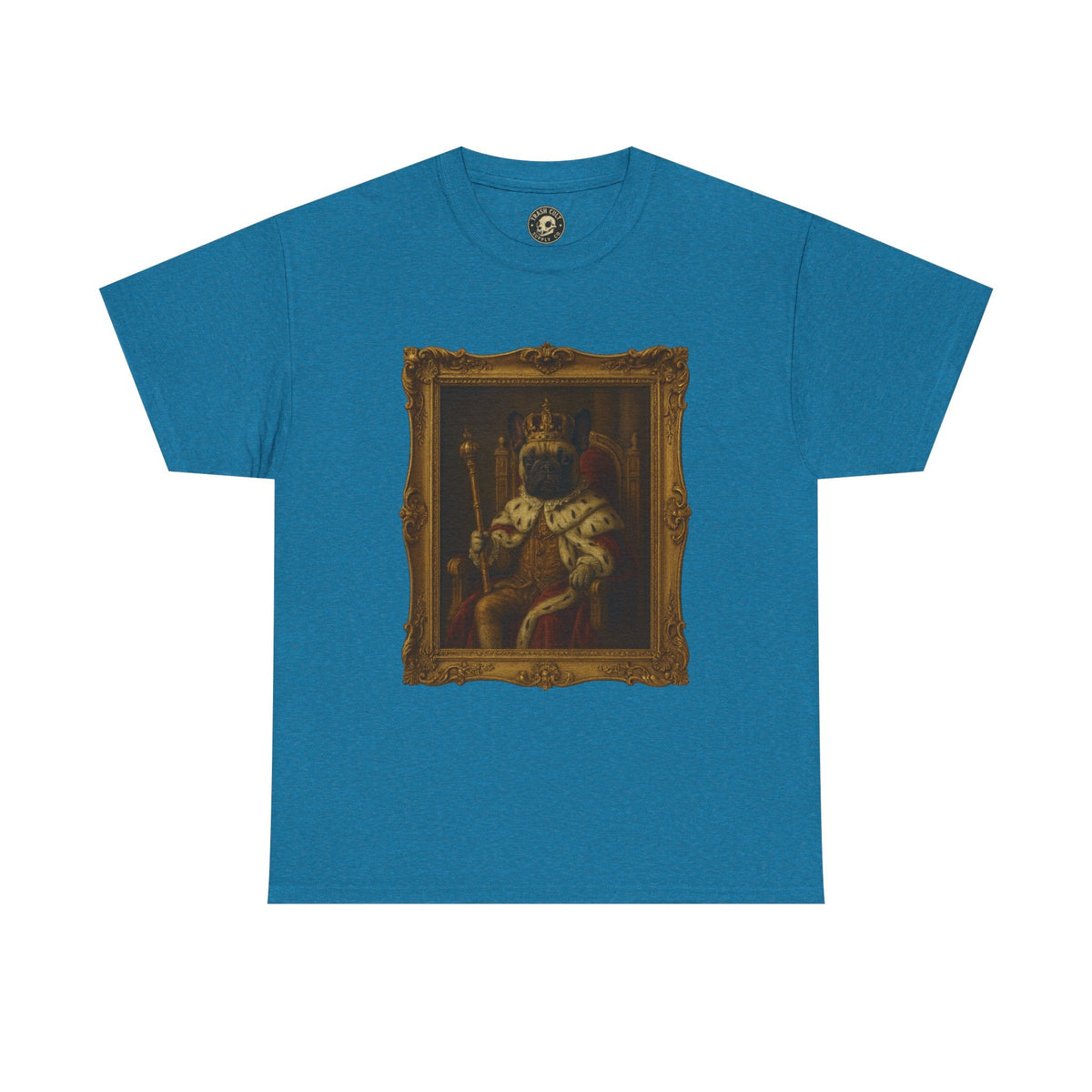 French Bulldog King Baroque Portrait Shirt – Funny Royal Dog Tee – Gildan 5000 Unisex Heavy Cotton