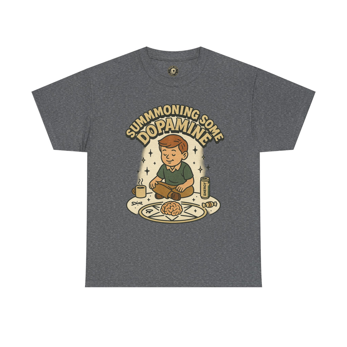 Dopamine Summoning Tee, Unisex Heavy Cotton Tee, Retro Graphic T-shirt, Gift for Gamers, Casual Wear, Funny Shirt, Everyday Style