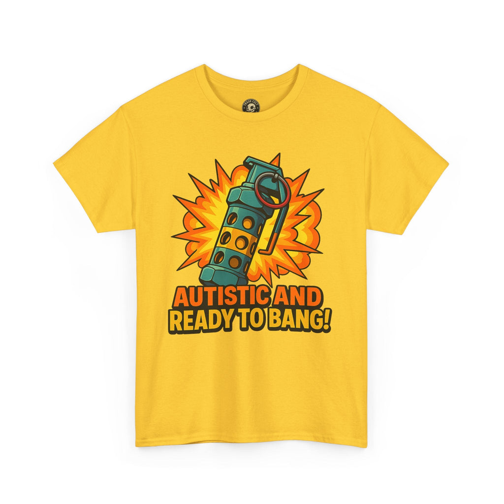 Autistic and Ready to Bang! Unisex Heavy Cotton Tee | Fun Graphic Tee, Autistic Pride, Gift for Autism Awareness, Casual Wear