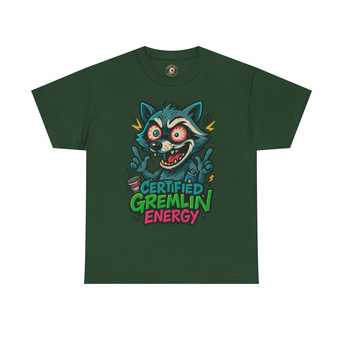 Certified Gremlin Energy Tee – ADHD Raccoon Shirt, Funny Unisex T-Shirt, Graffiti Style Gift for Goblins & Night Owls