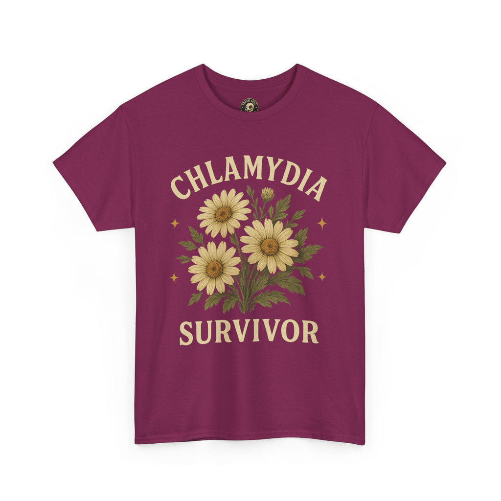 Chlamydia Survivor Vintage Floral Tee – Funny Bold Statement Shirt – Gildan 5000 Unisex Heavy Cotton