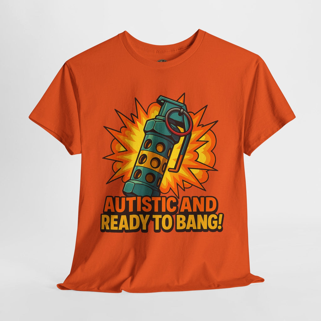 Autistic and Ready to Bang! Unisex Heavy Cotton Tee | Fun Graphic Tee, Autistic Pride, Gift for Autism Awareness, Casual Wear