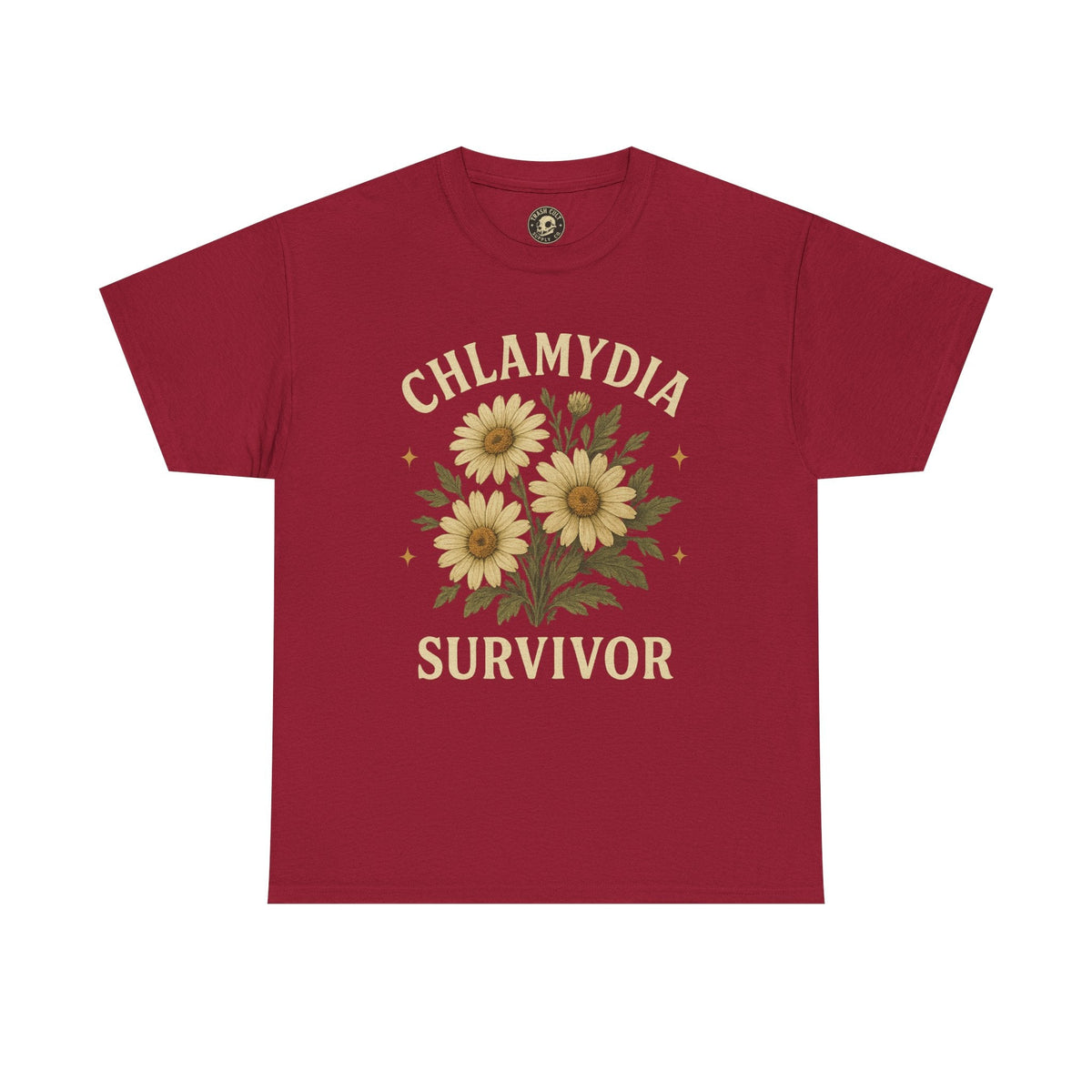 Chlamydia Survivor Vintage Floral Tee – Funny Bold Statement Shirt – Gildan 5000 Unisex Heavy Cotton