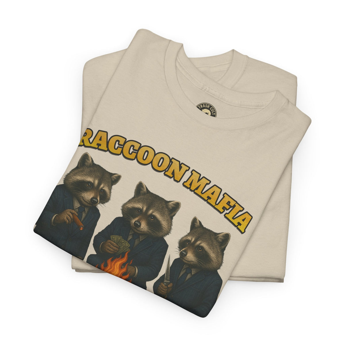 Raccoon Mafia T-Shirt – Realistic Gangster Raccoons in Suits | Trash Cult Supply Co | Gildan 5000