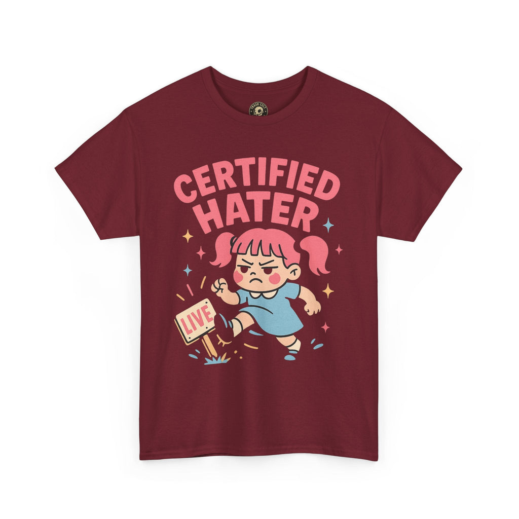 Certified Hater Unisex Heavy Cotton Tee, Funny Graphic T-Shirt, Casual Wear, Gift for Friends, Birthday Gift, Unique Humor Tee