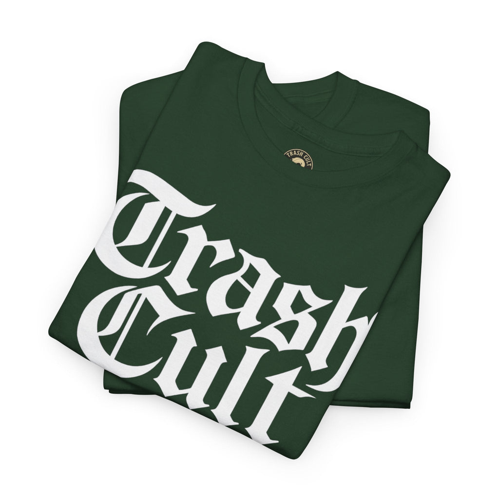 Trash Cult Gothic Logo Shirt – White Cyber Gothic Print on Gildan 5000