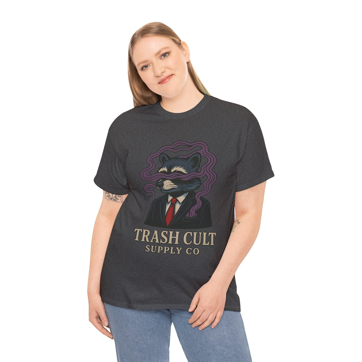 Suited Raccoon Smoke Design – Trash Cult Supply Co | Bold Graffiti Tattoo Tee