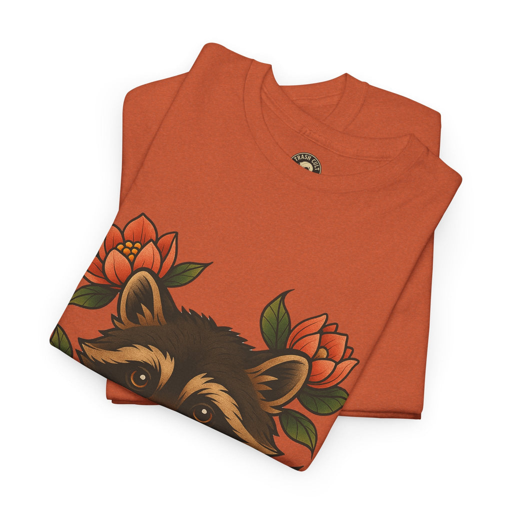 Neo-Traditional Raccoon & Lotus Tattoo Shirt – Trash Cult Supply Co. – Gildan 5000