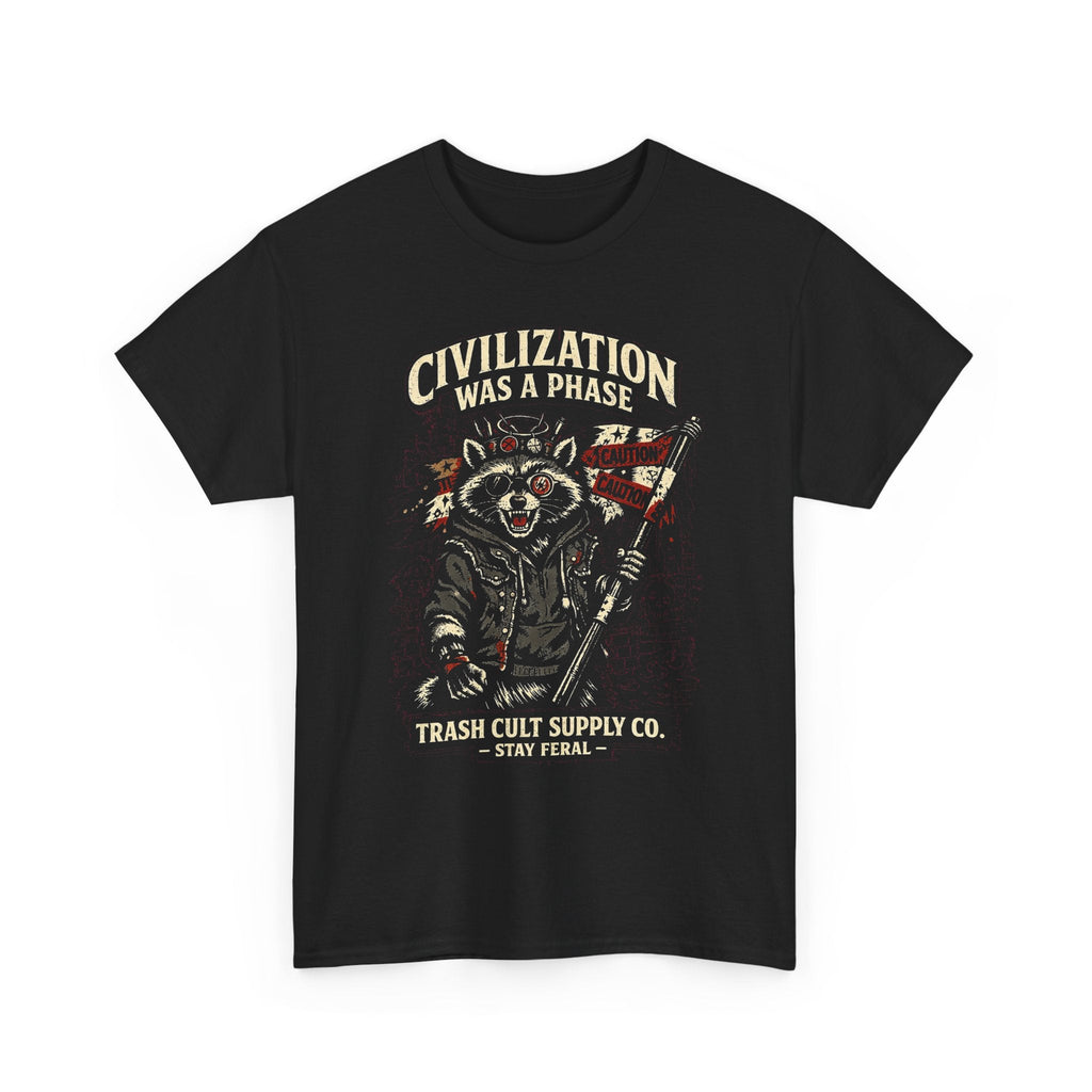 Civilization Was a Phase Raccoon Graphic Tee — Vintage Patriotic Trash Cult Design