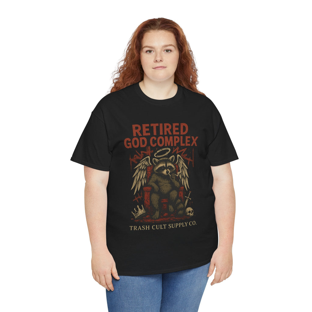 Retired God Complex Raccoon Shirt – Trash Cult Supply Co Grunge Angelcore Graphic Tee