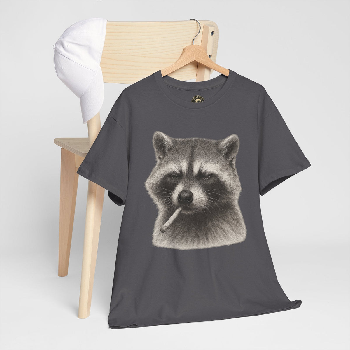 Dirty Harry Raccoon Halftone Shirt – Soft Grit Aesthetic, Smoking Trash Panda Graphic Tee