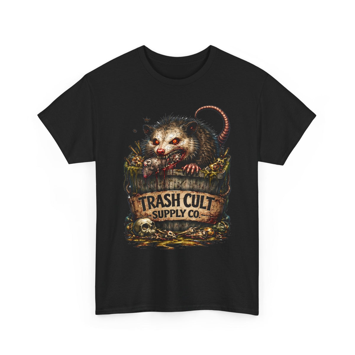 Opossum Trash Cult Tee — Vintage Grunge Wildlife Graphic T-Shirt