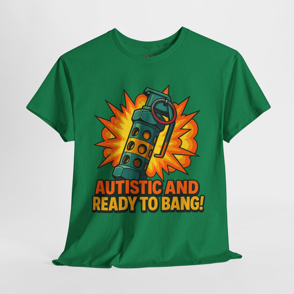Autistic and Ready to Bang! Unisex Heavy Cotton Tee | Fun Graphic Tee, Autistic Pride, Gift for Autism Awareness, Casual Wear