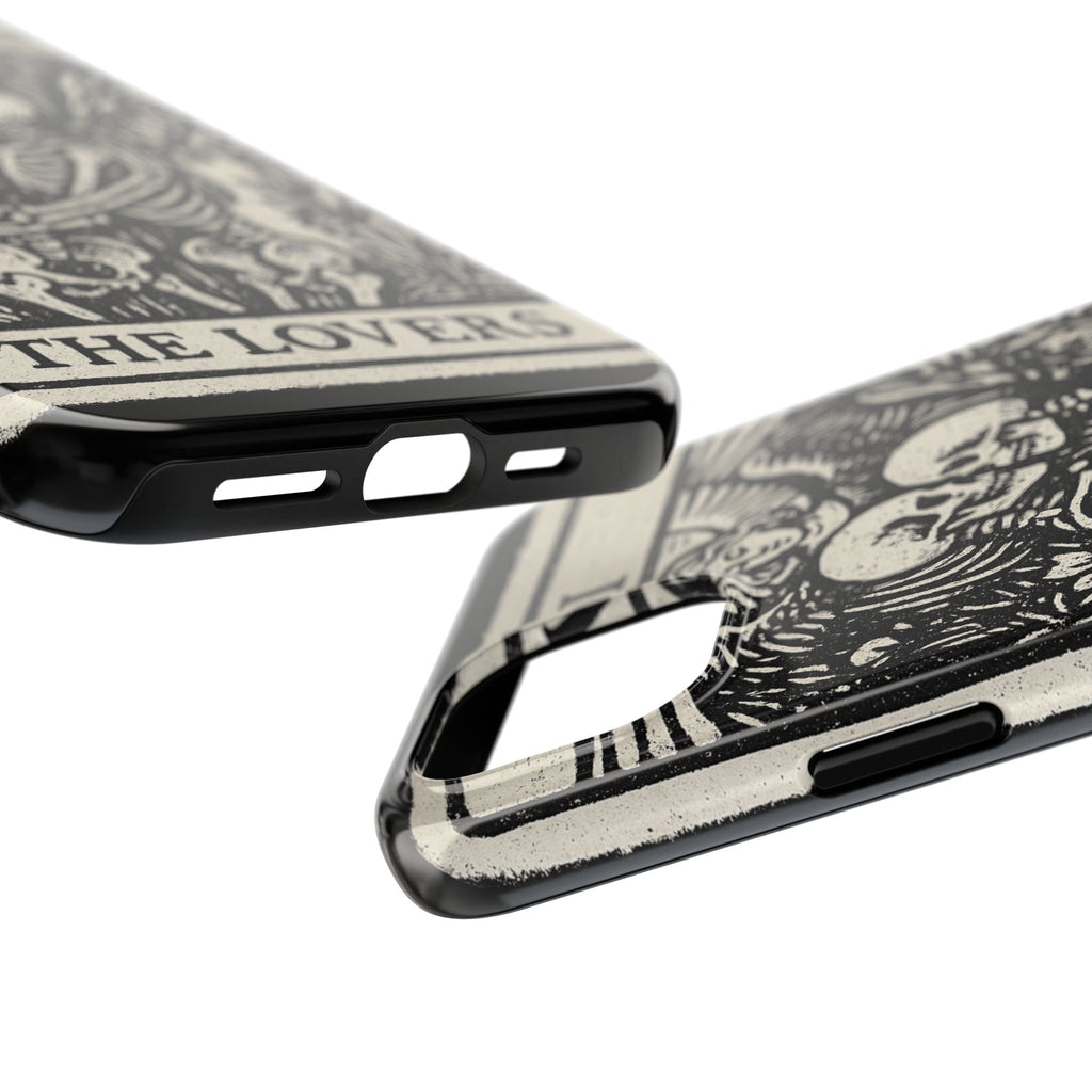 Tough Phone Case with Skeleton Lovers Design, Gothic Phone Cover, Unique Couples Gift, Halloween Accessory, Edgy Tech Design