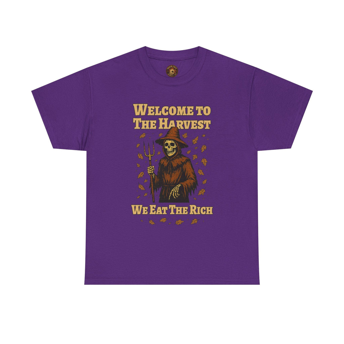 Eat the Rich Shirt – Welcome to the Harvest Skeleton Scarecrow Tee – Fall of Humanity Collection – Trash Cult Supply Co.
