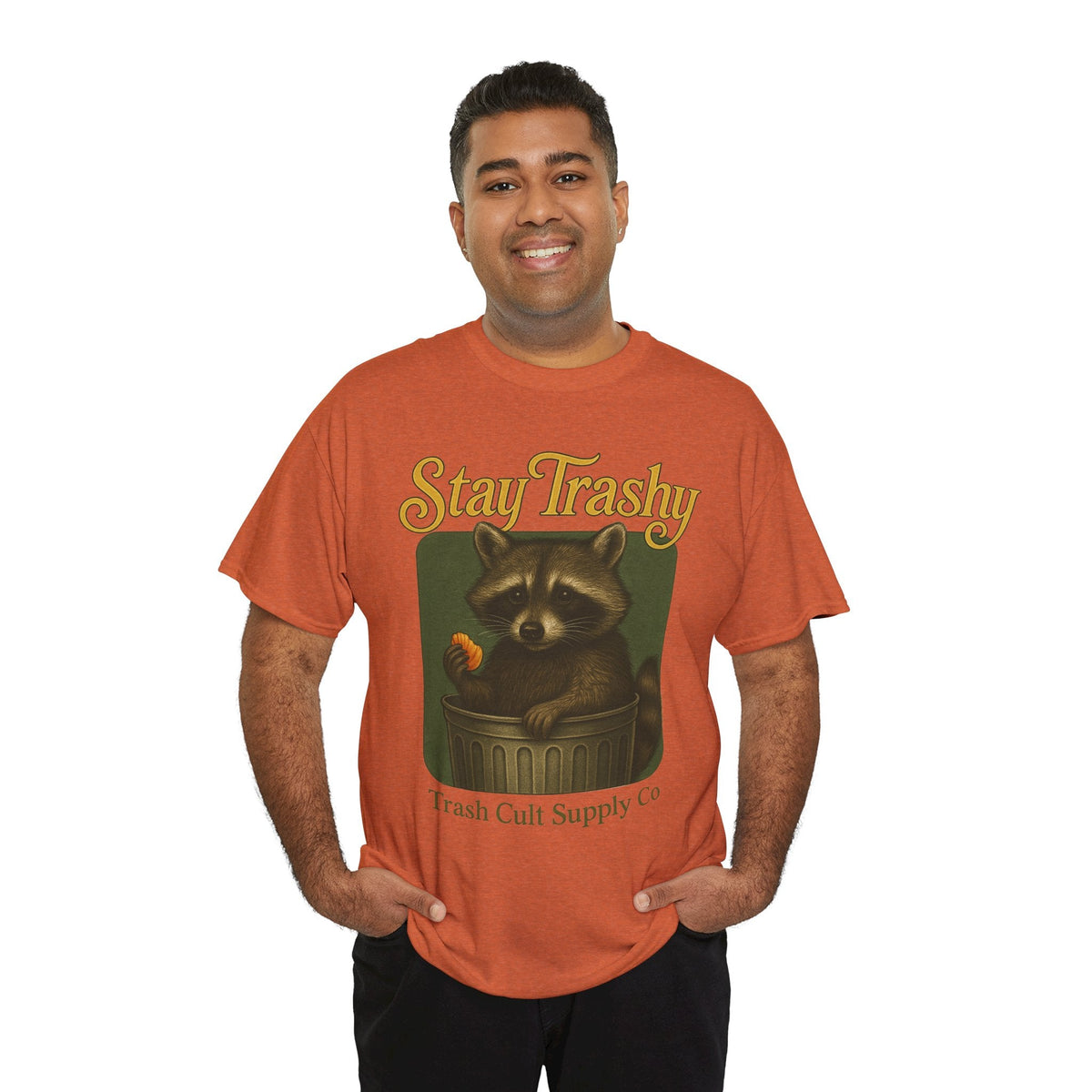 Stay Trashy Raccoon T-Shirt – Vintage-Style Cute Trash Panda | Trash Cult Supply Co | Gildan 5000
