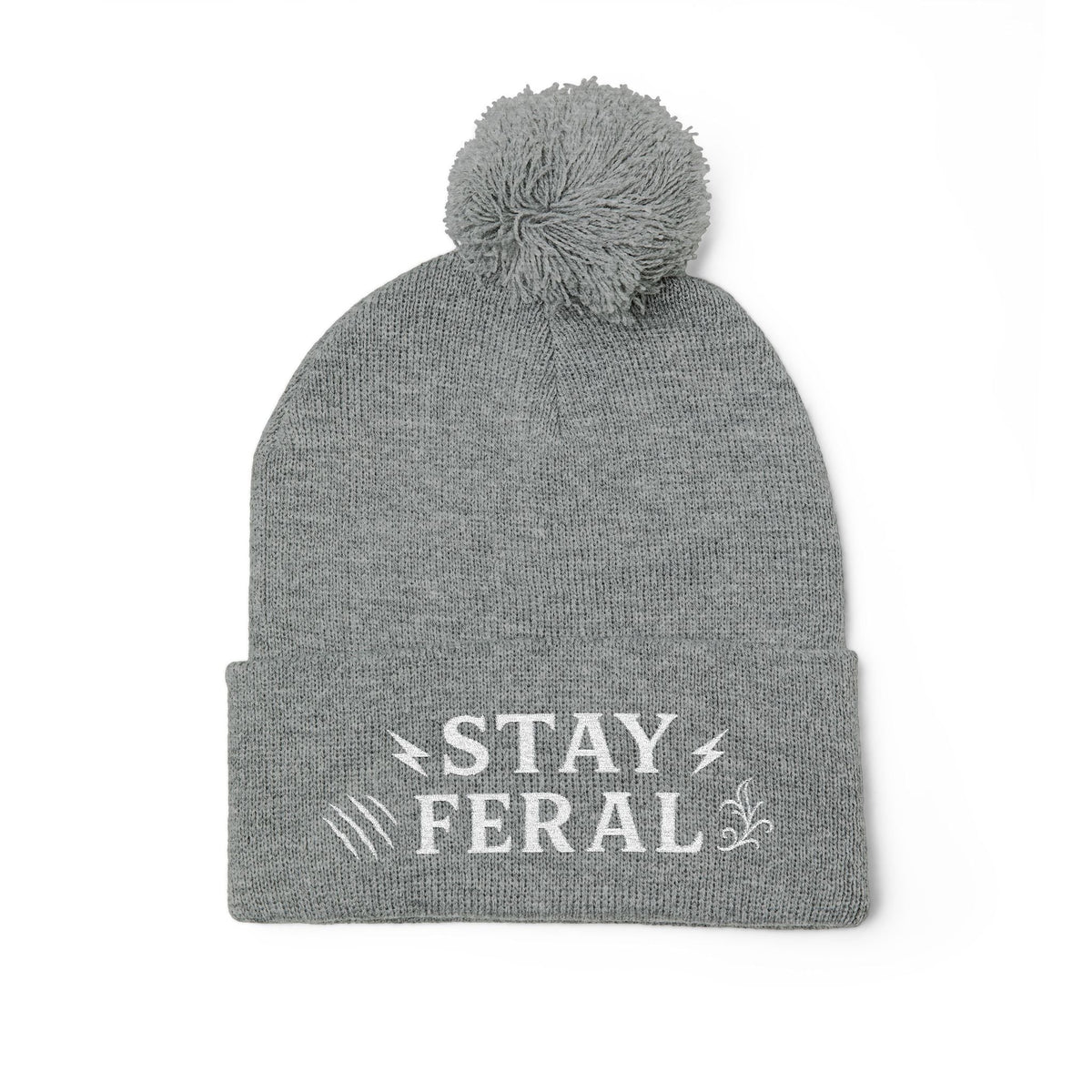 Stay Feral Pom-Pom Knit Cap, Cozy Winter Beanie, Embroidered Hats for Adventurers, Gift for Outdoorsy Friends, Stylish Cold Weather [...]