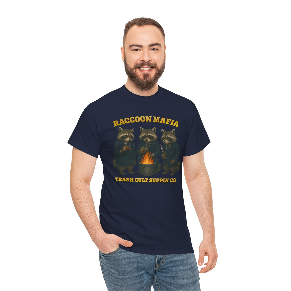 Raccoon Mafia T-Shirt – Realistic Gangster Raccoons in Suits | Trash Cult Supply Co | Gildan 5000