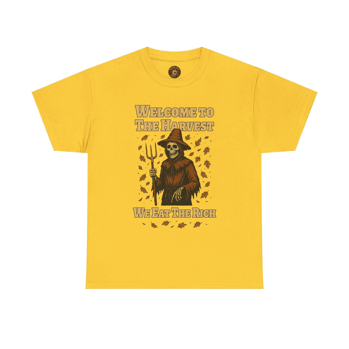 Eat the Rich Shirt – Welcome to the Harvest Skeleton Scarecrow Tee – Fall of Humanity Collection – Trash Cult Supply Co.