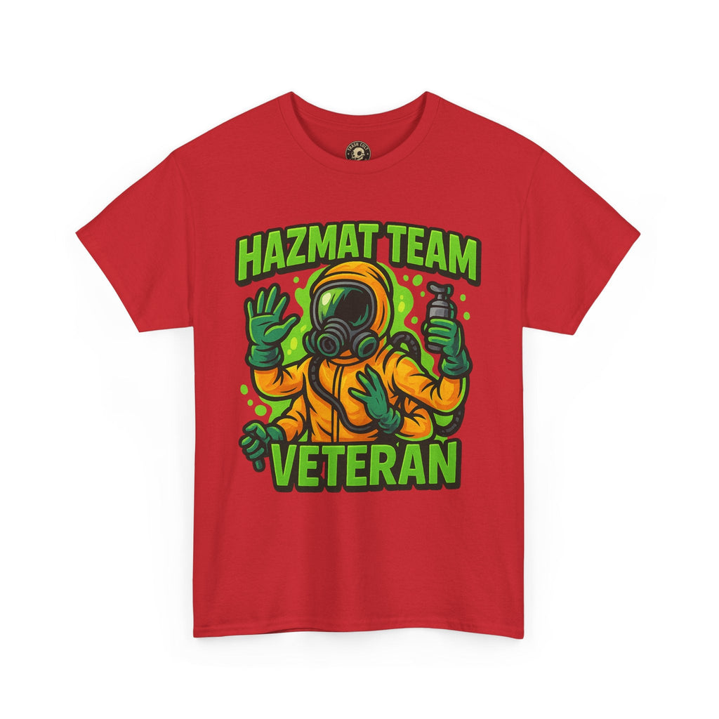Hazmat Team Veteran T-Shirt – Neon New School Biohazard Graphic Tee | Gildan 5000 Sci-Fi Cotton Shirt
