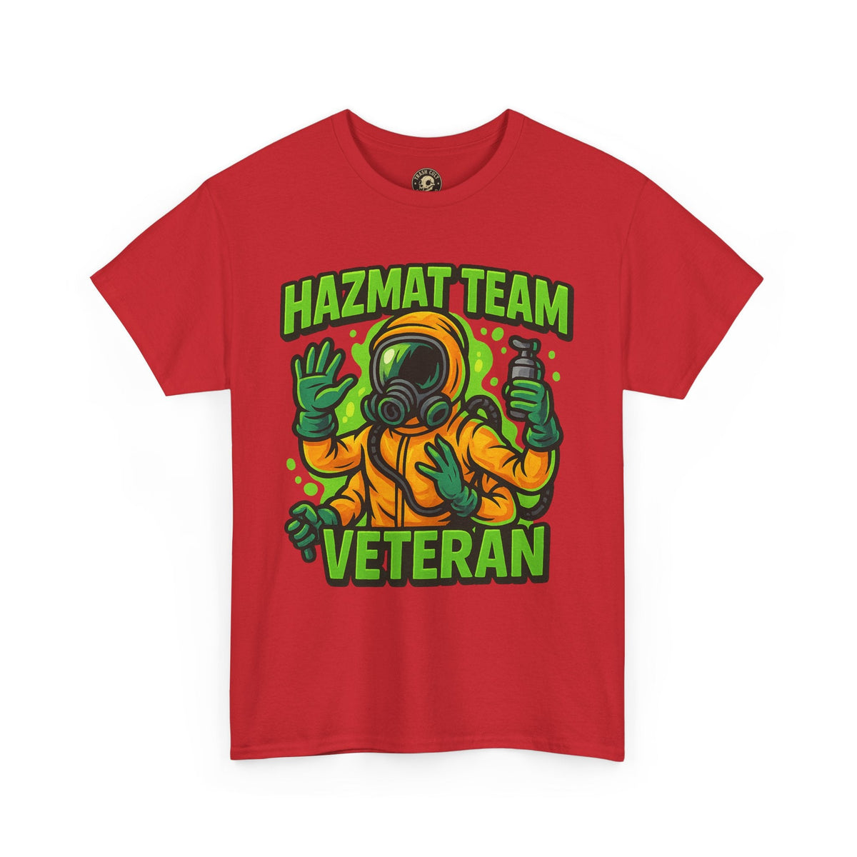 Hazmat Team Veteran T-Shirt – Neon New School Biohazard Graphic Tee | Gildan 5000 Sci-Fi Cotton Shirt