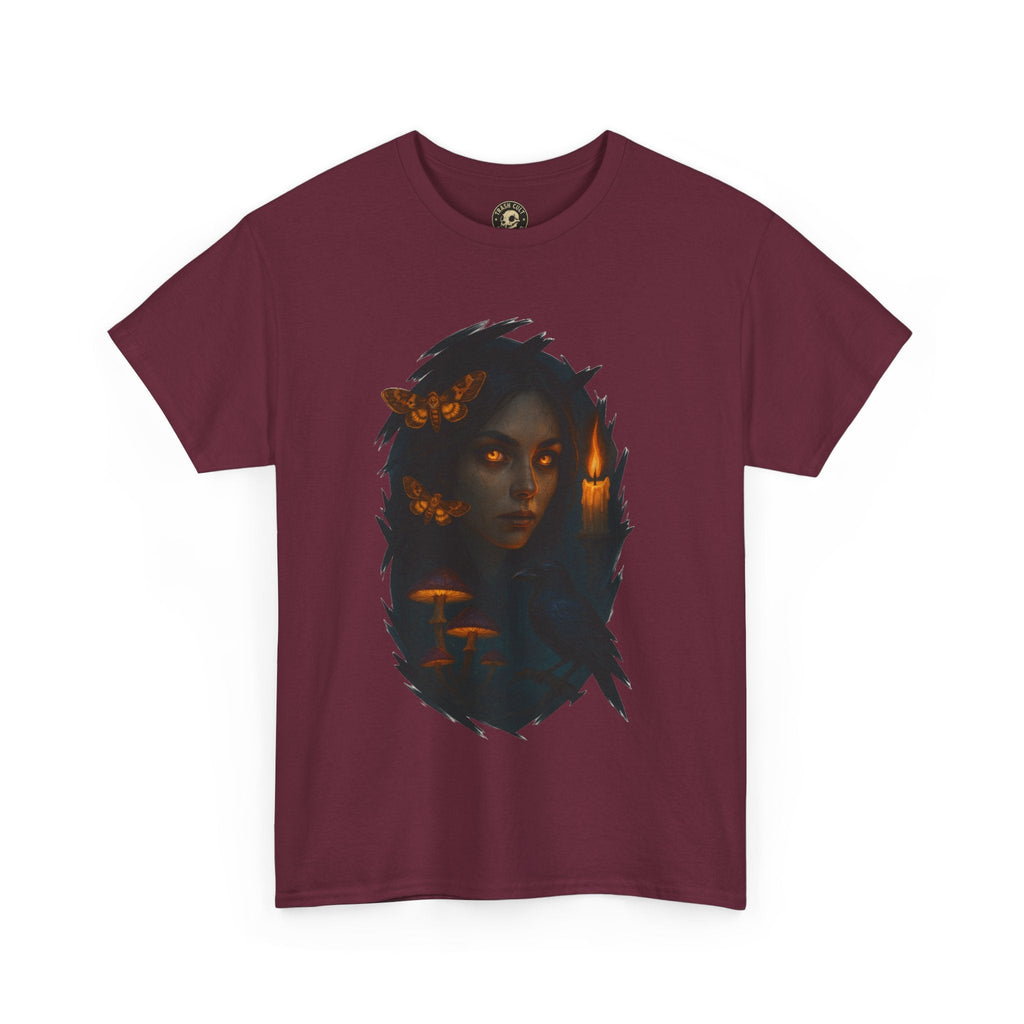 Mystical Night Unisex Heavy Cotton Tee, Witchy Shirt, Halloween Apparel, Fantasy Tee, Gift for Her, Art Graphic Tee