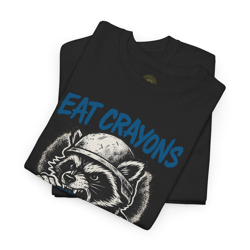 Eat Crayons Crush Skulls Stay Feral Military Raccoon Shirt – Gildan 5000