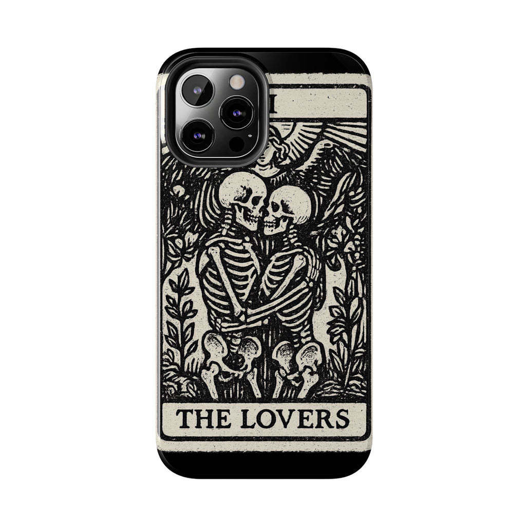Tough Phone Case with Skeleton Lovers Design, Gothic Phone Cover, Unique Couples Gift, Halloween Accessory, Edgy Tech Design