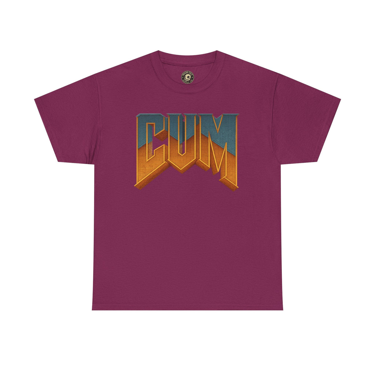 CUM Parody Metal Logo Shirt – Doom-Inspired Retro Gamer Tee on Gildan 5000
