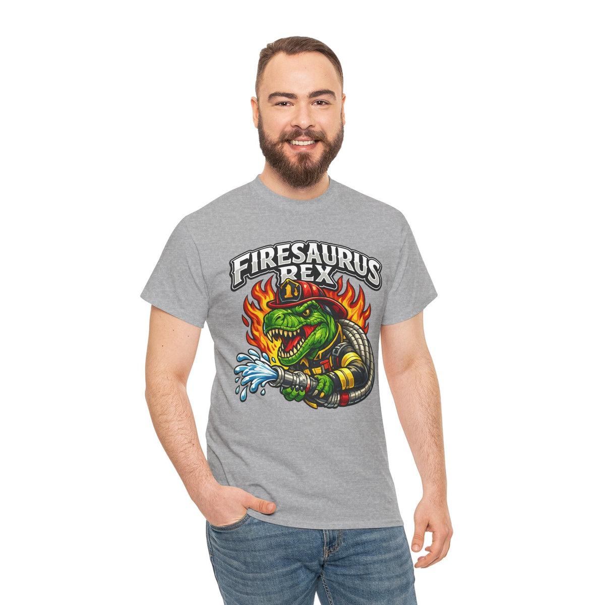 Firesaurus Rex T-Shirt — Funny Firefighter Dinosaur Tee