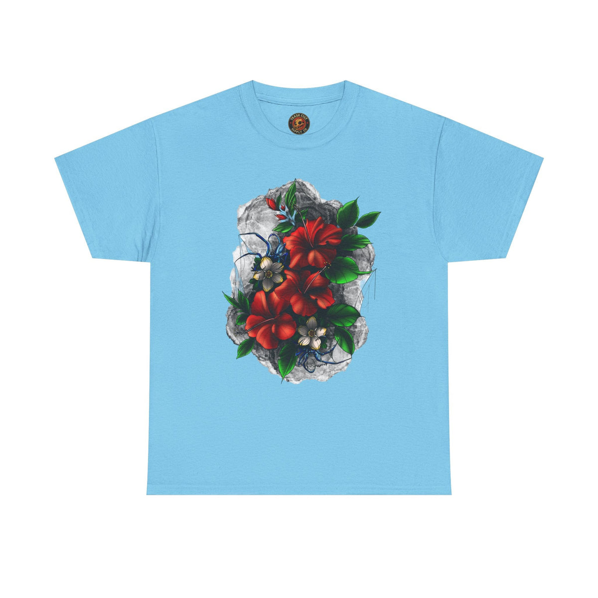 Crimson Bloom Tattoo T-Shirt – Lara Davenport x Trash Cult Supply Co. Collab (Gildan 5000)