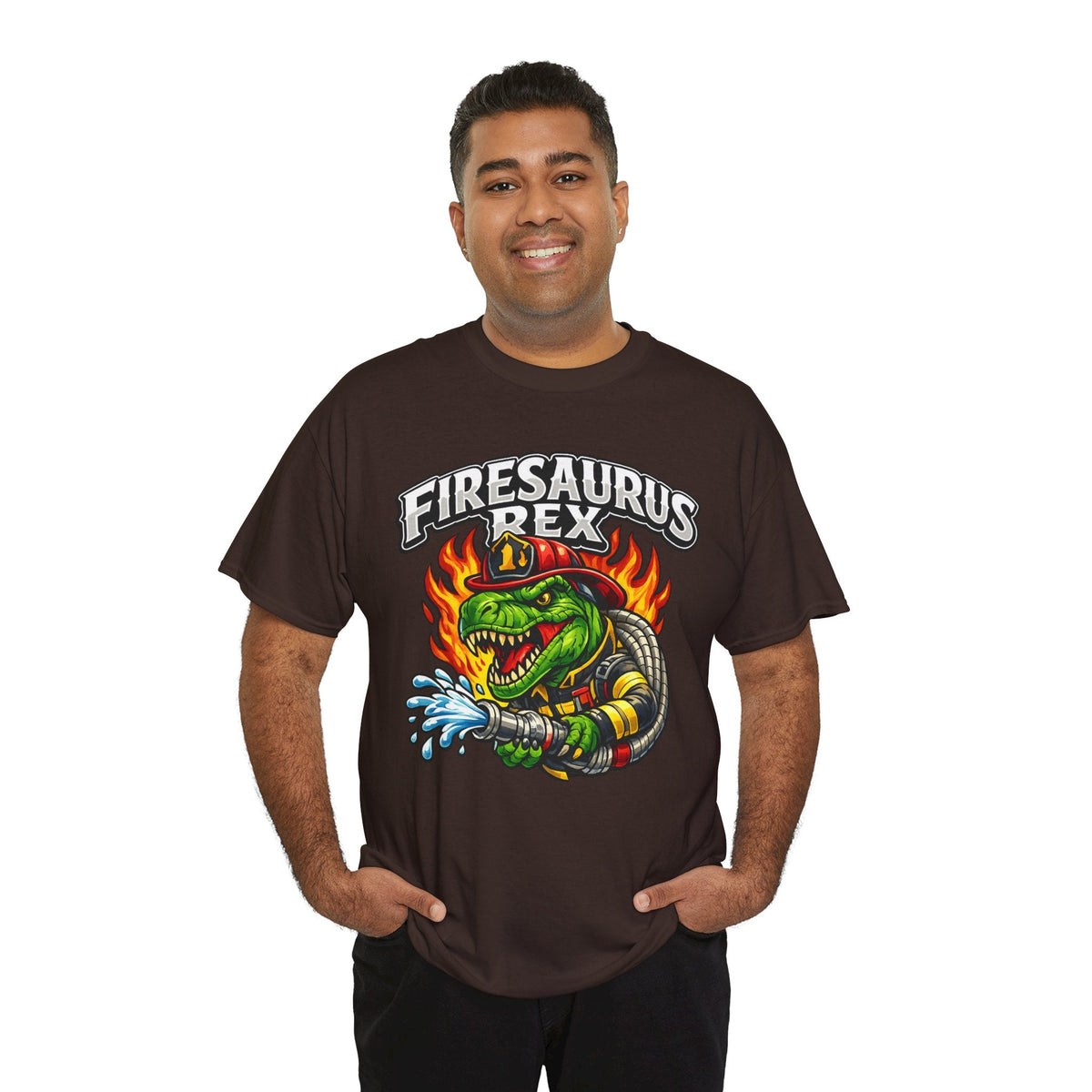 Firesaurus Rex T-Shirt — Funny Firefighter Dinosaur Tee
