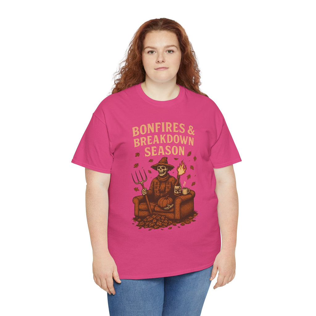 Bonfires & Breakdown Season Shirt – Skeleton Couch Chaos Tee – Fall of Humanity Collection – Trash Cult Supply Co.