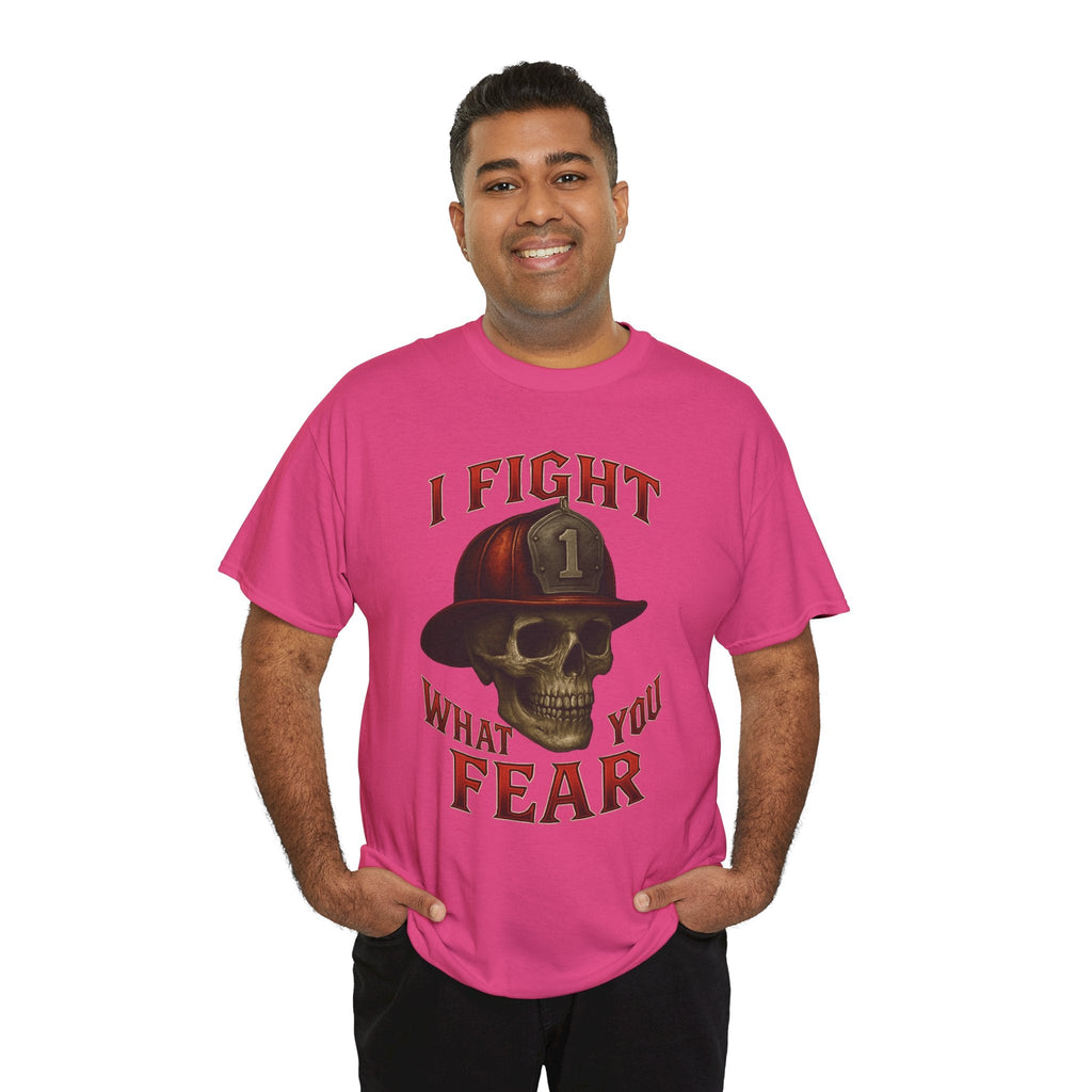 Skull Firefighter Tee - I Fight What You Fear, Casual Shirt, Gift for Firefighters, Halloween Costume, Unisex Apparel