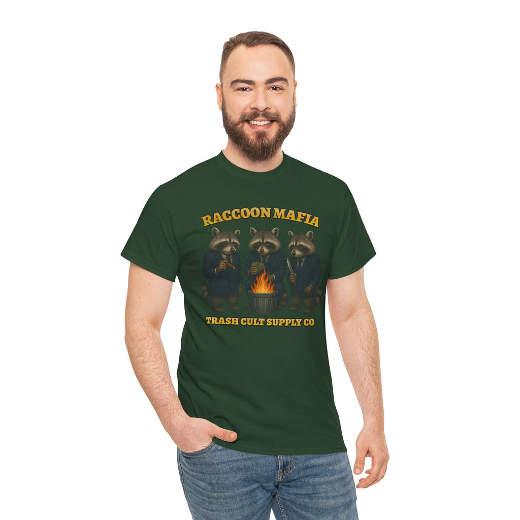 Raccoon Mafia T-Shirt – Realistic Gangster Raccoons in Suits | Trash Cult Supply Co | Gildan 5000